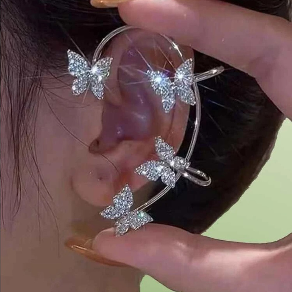 ROMWE Fairycore 1pc Rhinestone Butterfly Decor Ear Wrap